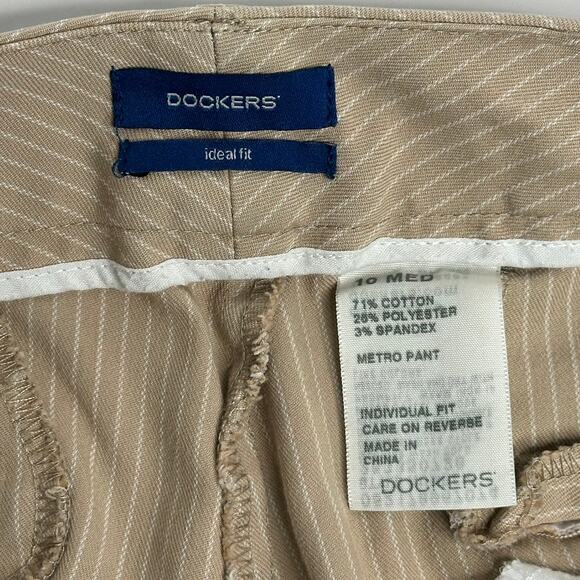 Dockers Metro Pant Pinstripe Khaki Ideal Fit Womens Size 10 Medium Straight Leg - Picture 10 of 12